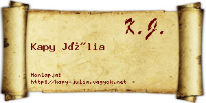 Kapy Júlia névjegykártya